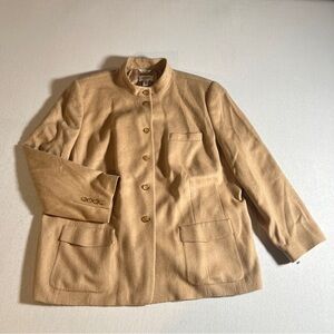 NWT Pure Camel Hair Italian Vintage Talbots Tan Coat Buttons + Pockets Size 20W